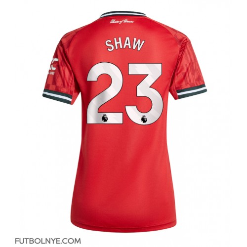 Camiseta Manchester United Luke Shaw #23 Primera Equipación para mujer 2025-26 manga corta